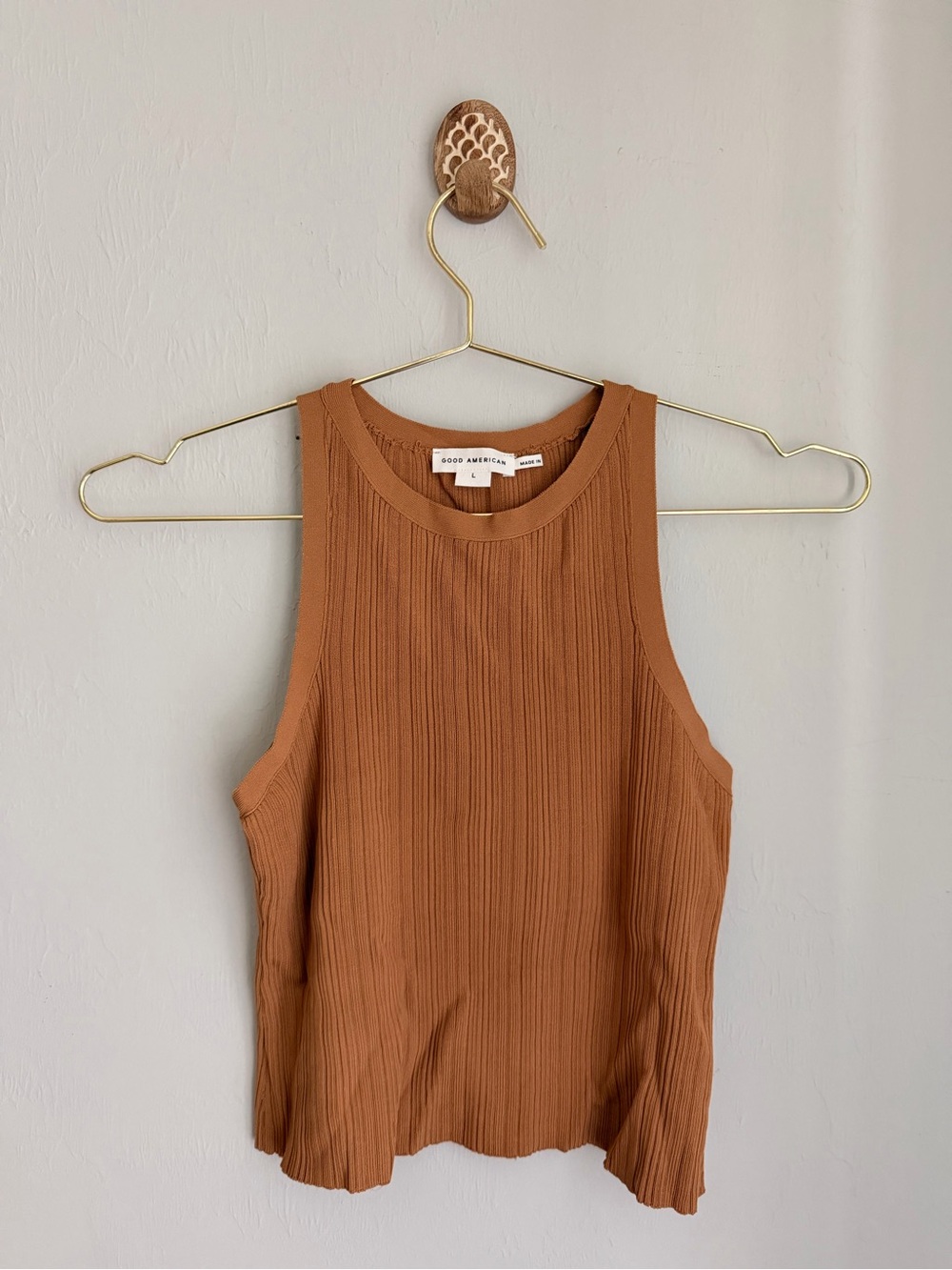 Good American Ribbed Tank Top in Terra Cotta